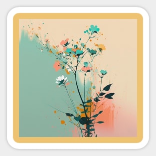 Spring Flowers Modern Art Pastel Design Sticker